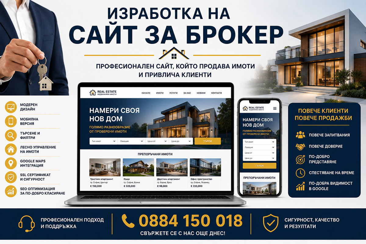 Изработка на сайт за брокер Изработка на сайт за брокер