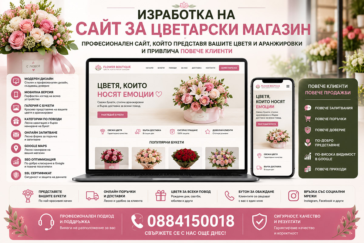 Изработка на сайт за цветарски магазин