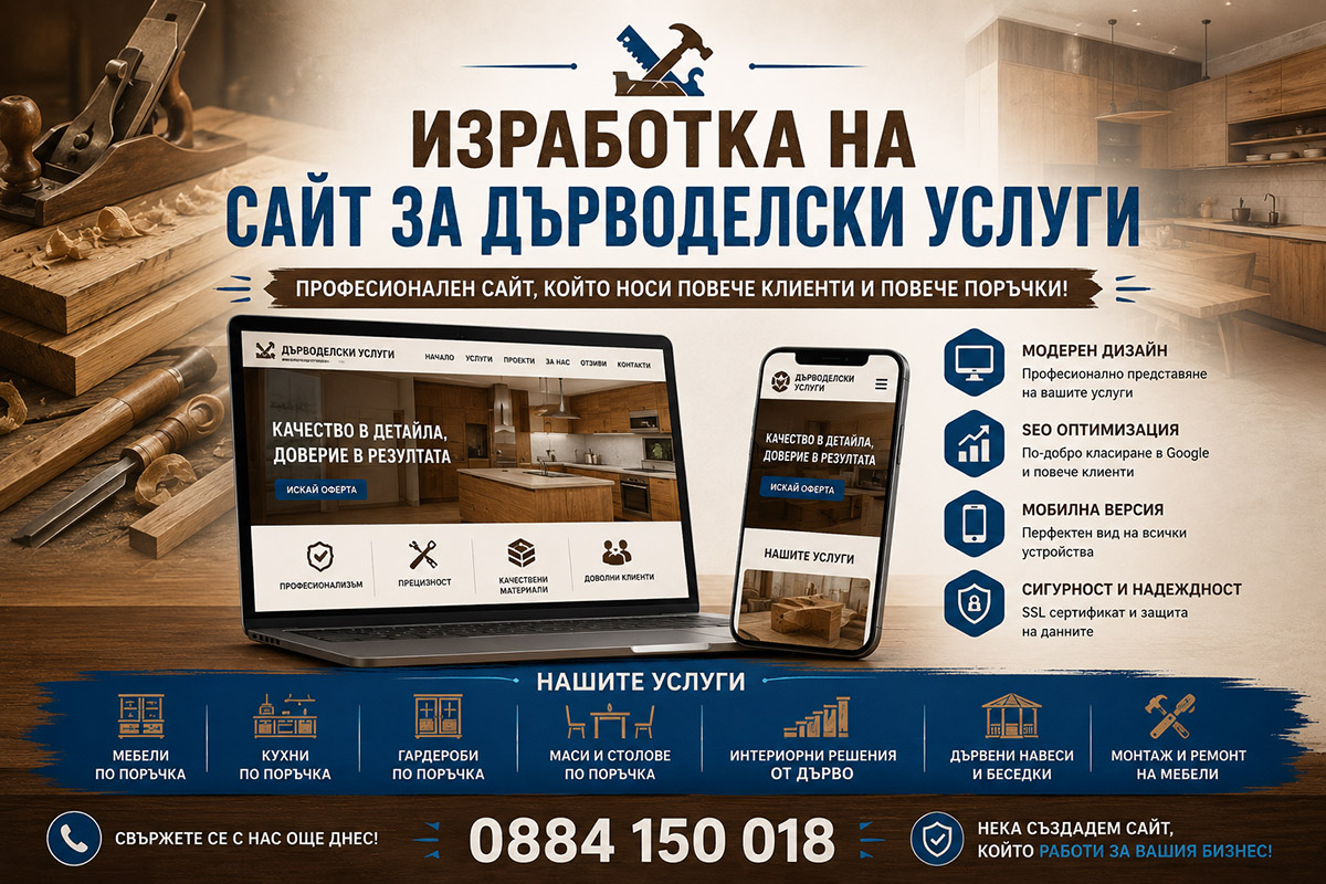 Изработка на сайт за дърводелски услуги