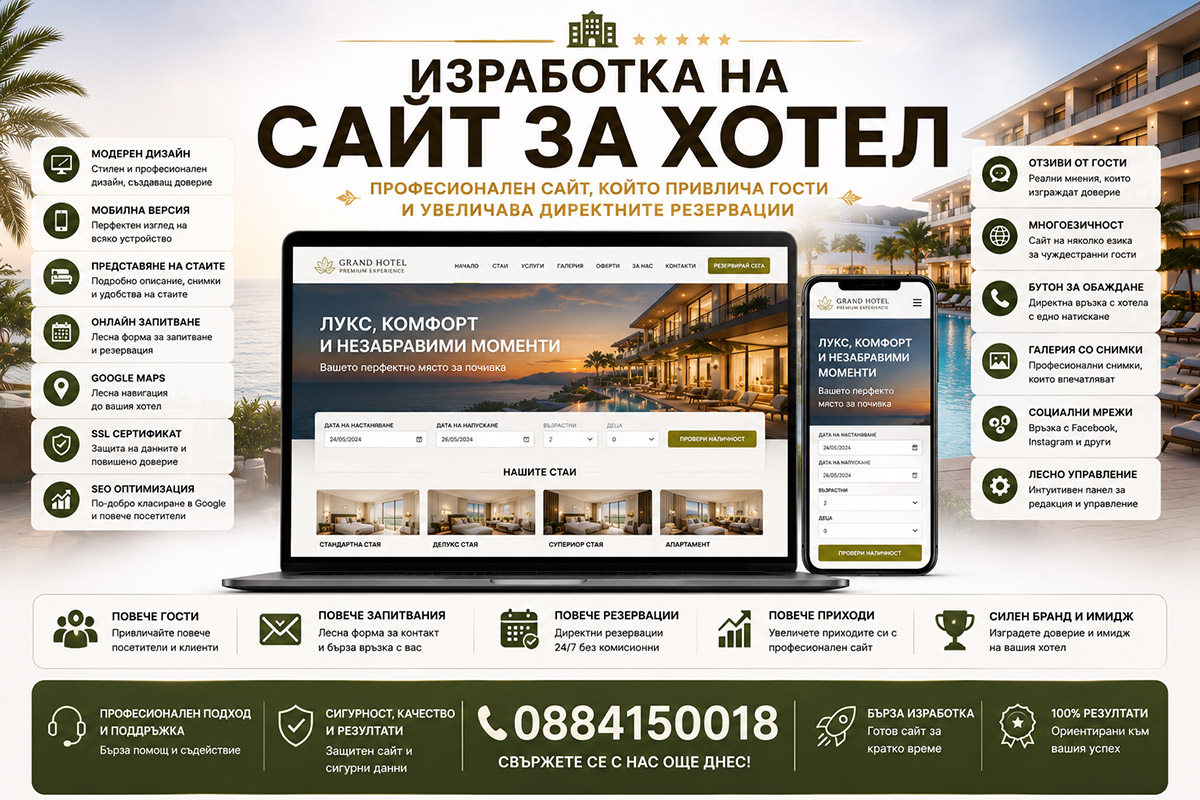 Изработка на сайт за хотел