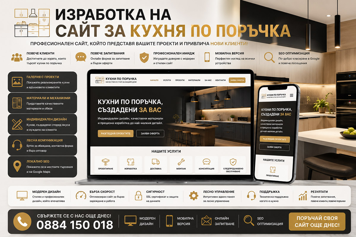 Изработка на сайт за кухня по поръчка