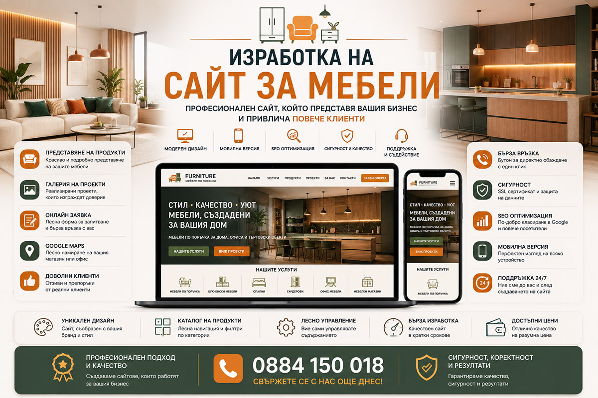 Изработка на сайт за мебели