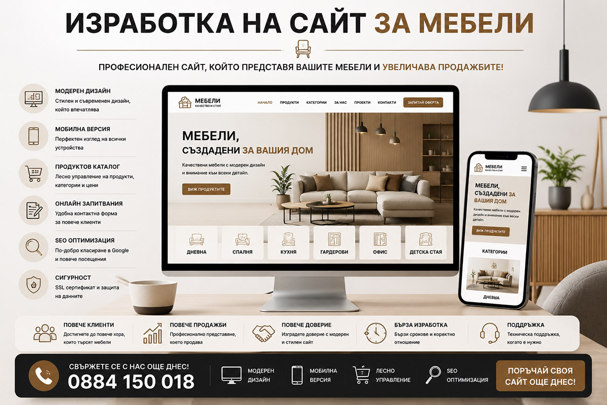 Изработка на сайт за мебели