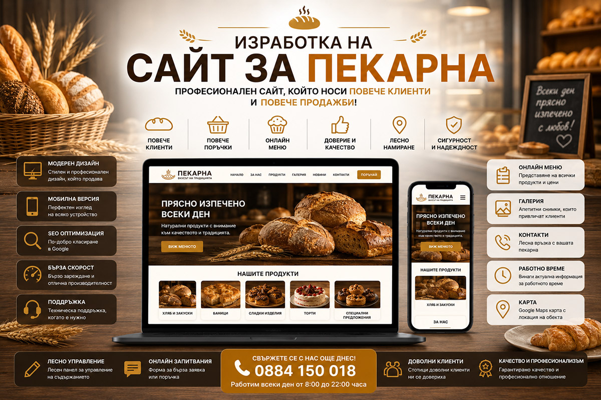 Изработка на сайт за пекарна