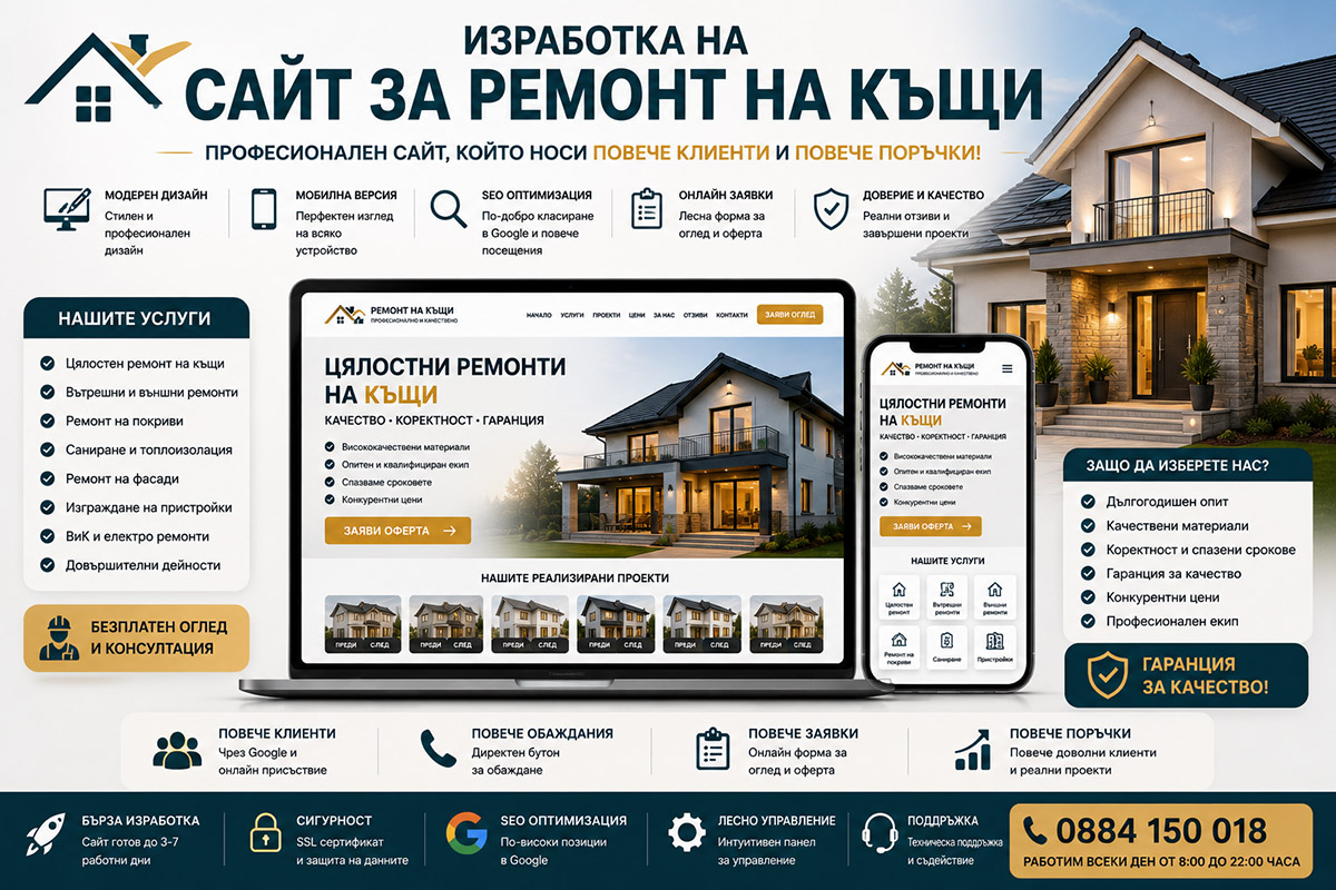 Изработка на сайт за ремонт на къщи