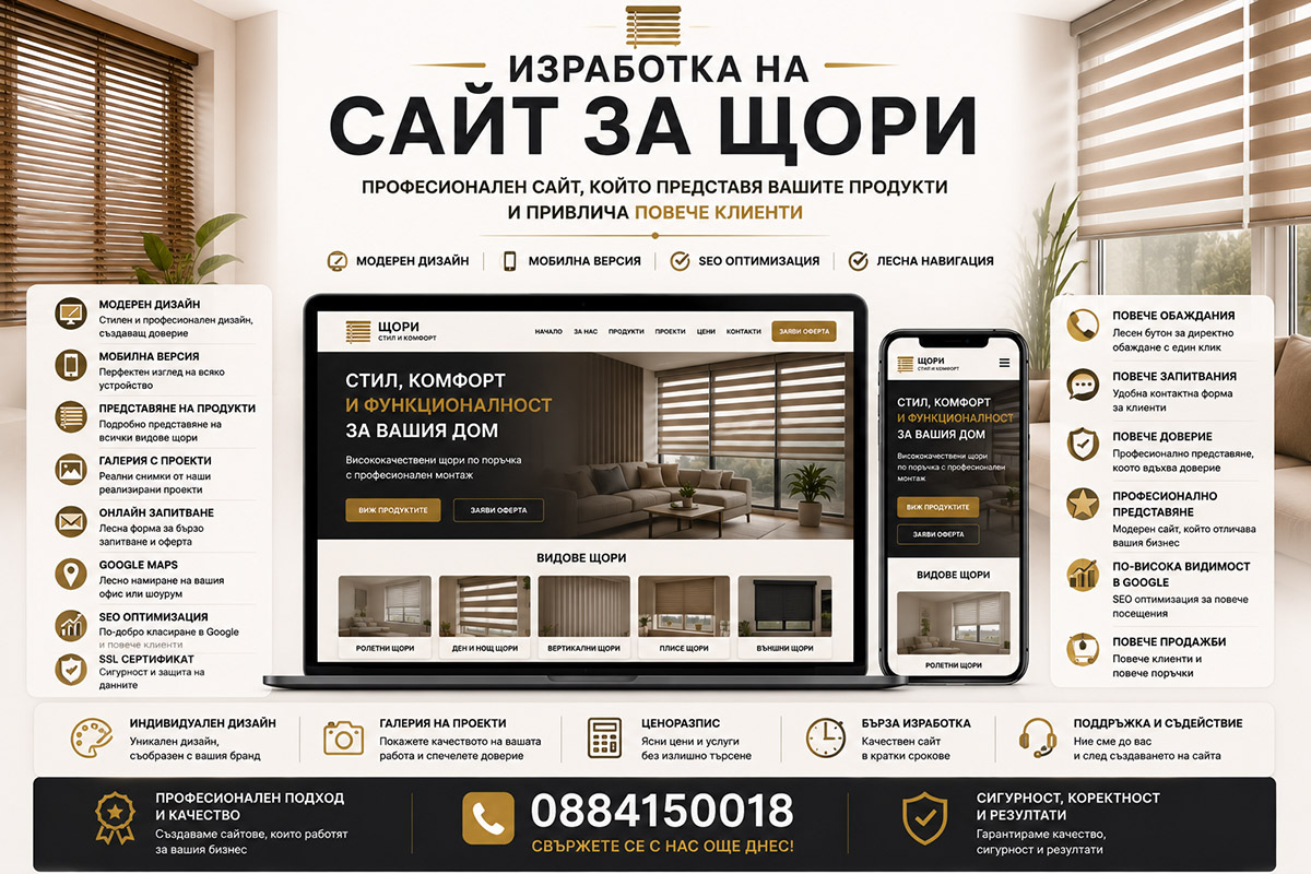 Изработка на сайт за щори