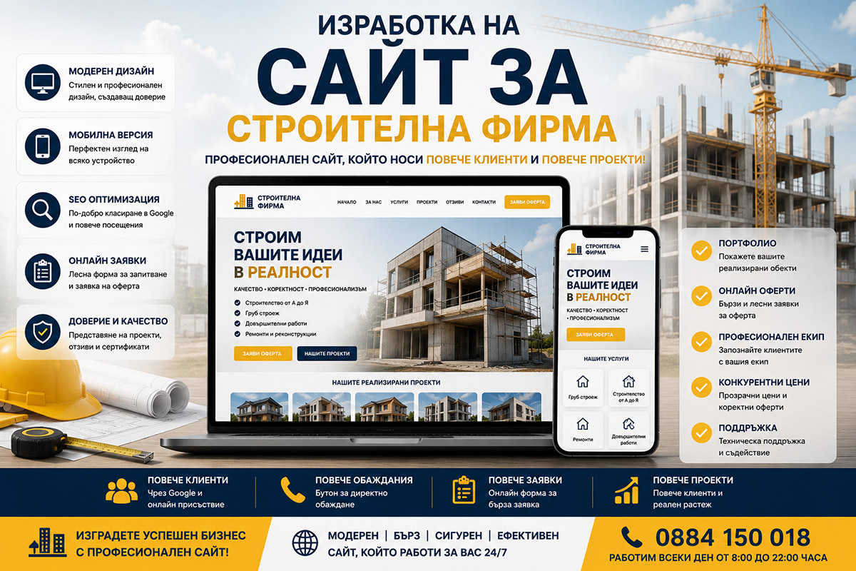 Изработка на сайт за строителна фирма