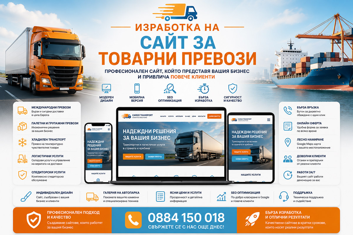 Изработка на сайт за товарни превози