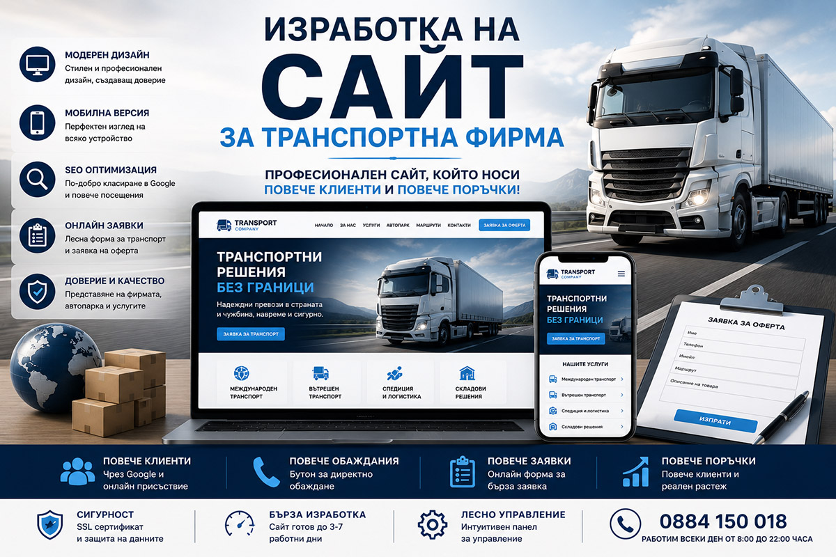 Изработка на сайт за транспортна фирма