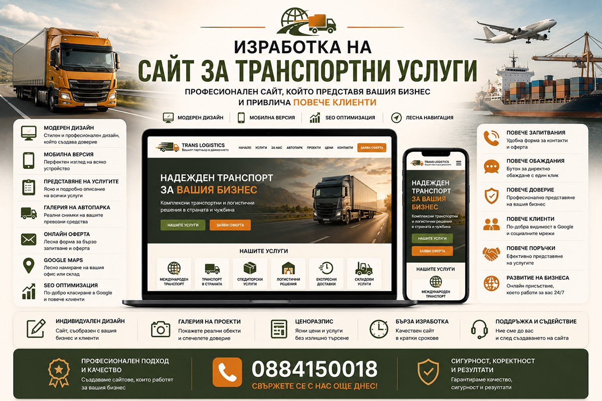 Изработка на сайт за транспортни услуги