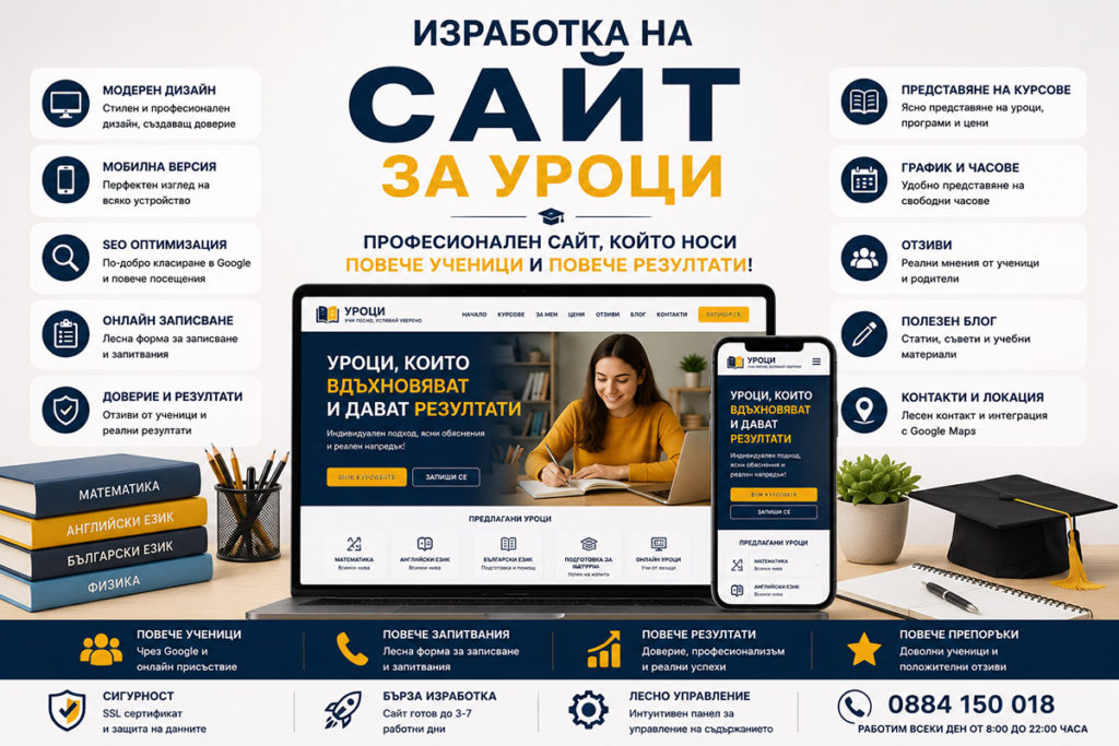 Изработка на сайт за уроци Изработка на сайт за уроци